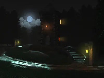 Stylized lamp post 3D model