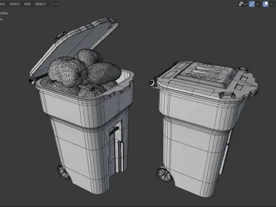 Garbage can Low-poly 3D model