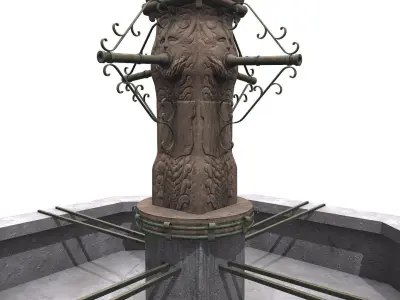 Old Fountain Low-poly PBR Low-poly 3D model