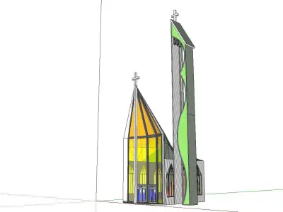 Architecture-Religion-God-Culture-Temple-0136 church with ste... 3D model