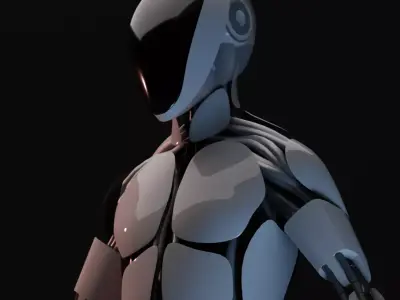 Futuristic robot - Game ready - Riged Low-poly 3D model