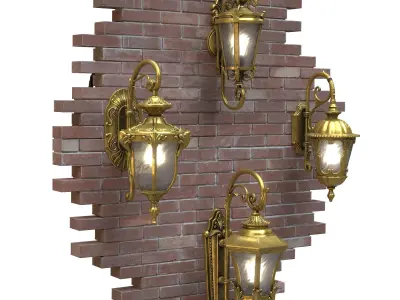 Retro Outdoor Wall Lanterns Low-poly 3D model