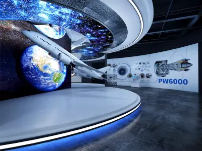 Futuristic Exhibition Interior Sci Fi Hall Low-poly 3D model get