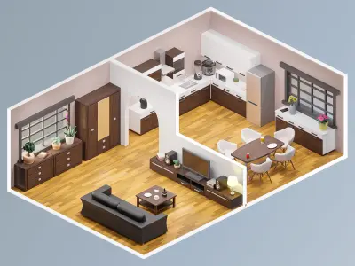 Room 40 Low-poly 3D model