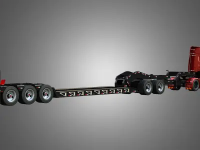 XG 530 Truck with Lowboy Double Trailer Oversize Load 3D model