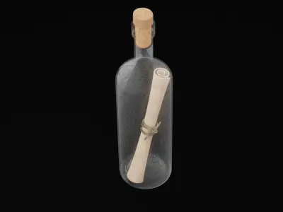 Scroll in Bottle Low-poly 3D model