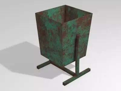 Rusty Trash Can Low-poly 3D model