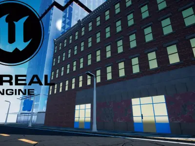 Realistic Building and road 3D model