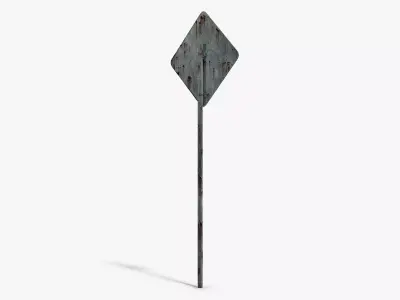 Damaged Crossing Sign Low-poly 3D model purchase
