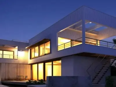 Evening Scene Of A Modern House 3D model