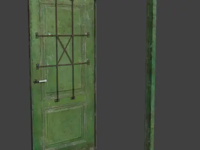 Old wooden door Low-poly 3D model