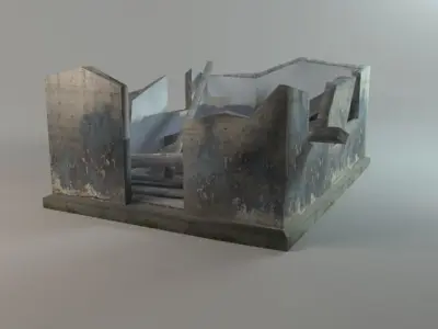 Small Post Apocalyptic set Low-poly 3D model