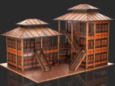 Medieval Fantasy House 10 with interior and exterior 3D model