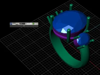 Emerald Oval Rose Gold Diamond Ring 3D Print Model 3D print model