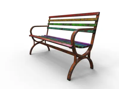 Very Old Street Bench Terror Low-poly 3D model