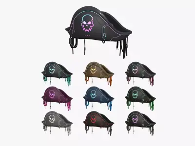 10 Cyberpunk Pirate Hats A Collection - Character Design 3D Model Pack