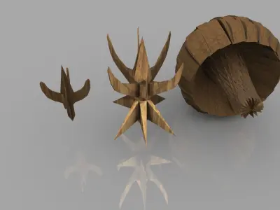 Heneturianer Spacestations Low-poly 3D model