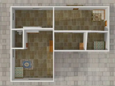 LOW POLY BUILDING 1 house with tile roof Low-poly 3D model