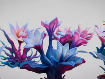 Stylized Alien Flowers  Low-poly 3D model