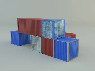  various container group model 3D model