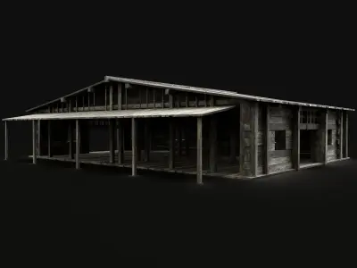 MEDIEVAL SAWMILL WAREHOUSE STORAGE WORKSHOP BUILDING INDUSTRIAL Low-poly 3D model