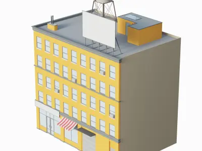 Stylized Apartment Building Low-poly 3D model