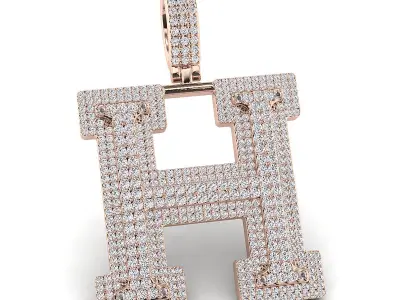 Alphabet Latter H Diamond Pendent 3D print model