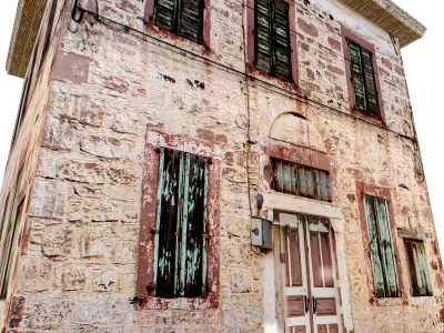 3D old low poly building model