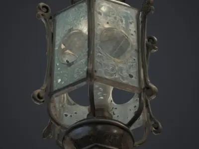 Vintage Street Lantern Low-poly 3D model