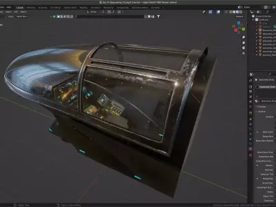 Sci-Fi Spaceship Cockpit  Detailed Control Panel  Game-Ready PBR 3D model
