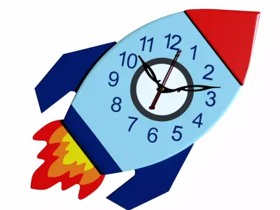 3D Rocket Wall Clock 3D model