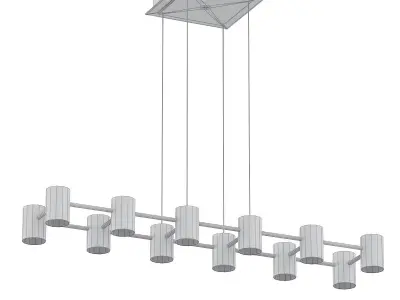 FIA9380-12P pendant light with nine lights in brass and gold 3D model