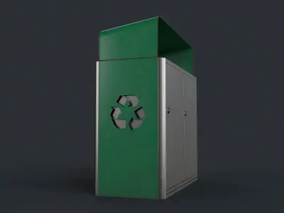Street Trash Can 18 PBR Game Ready Low-poly 3D model