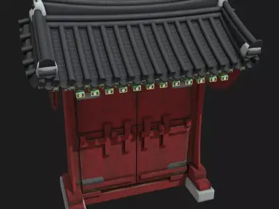 Korean Traditional House Hanok Door 02 Low-poly 3D model