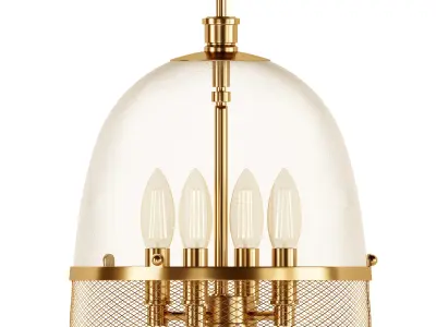 SEEDED GLASS AND SCREEN BELL PENDANT 3D model