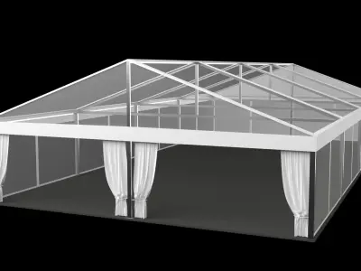 Transparent Marquee wedding tent Low-poly 3D model