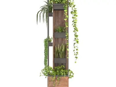 Metal and Wood Plant Stand 3D model