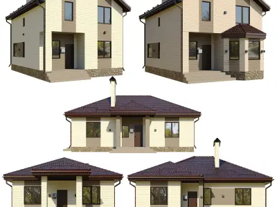 Collection of cottage village 3D model