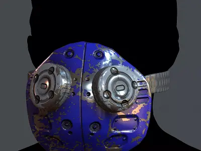 Gas mask helmet 3d model scifi Low-poly  Low-poly 3D model 485