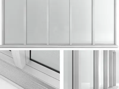 Stained glass window in the floor with radiator 3D model