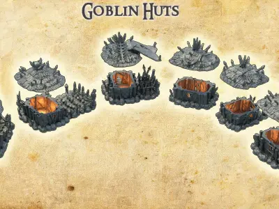 Goblin Huts Tabletop Terrain 28 MM 3D print model