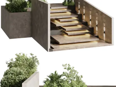 Landscape Furniture - building stairs 03 3D model