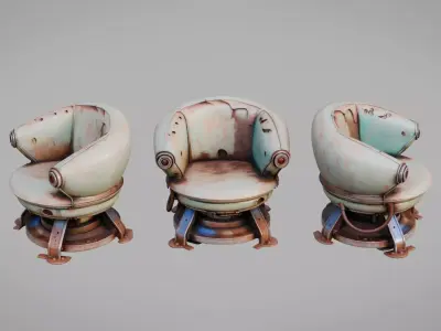 Sci Fi Abandoned Chair Low-poly 3D model