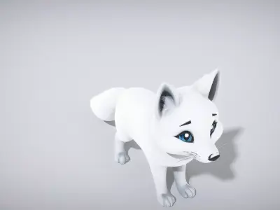 Colorful Arctic Fox Character Low-poly 3D model