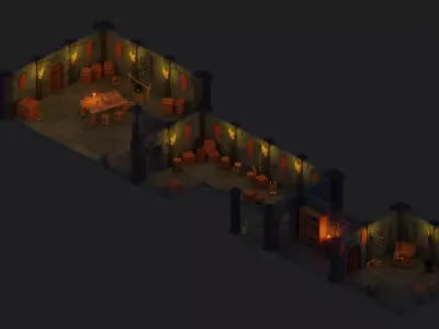 Low Poly Modular Dungeon Pack Low-poly 3D model