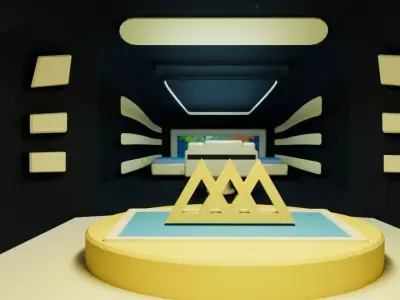 Starship G1 Sci-Fi Spaceship with Interior Command Room Low-poly 3D model
