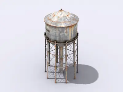 Water Tower Low-poly 3D model