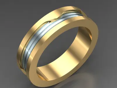 Light Gold Diamond Men Ring 2MR087 3D model
