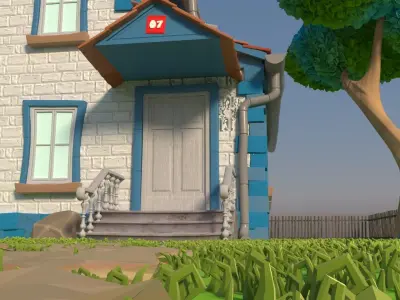 Toon House With Garden 3D model