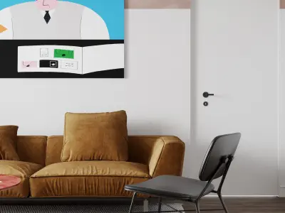 Interior Living room scene Low-poly 3D model